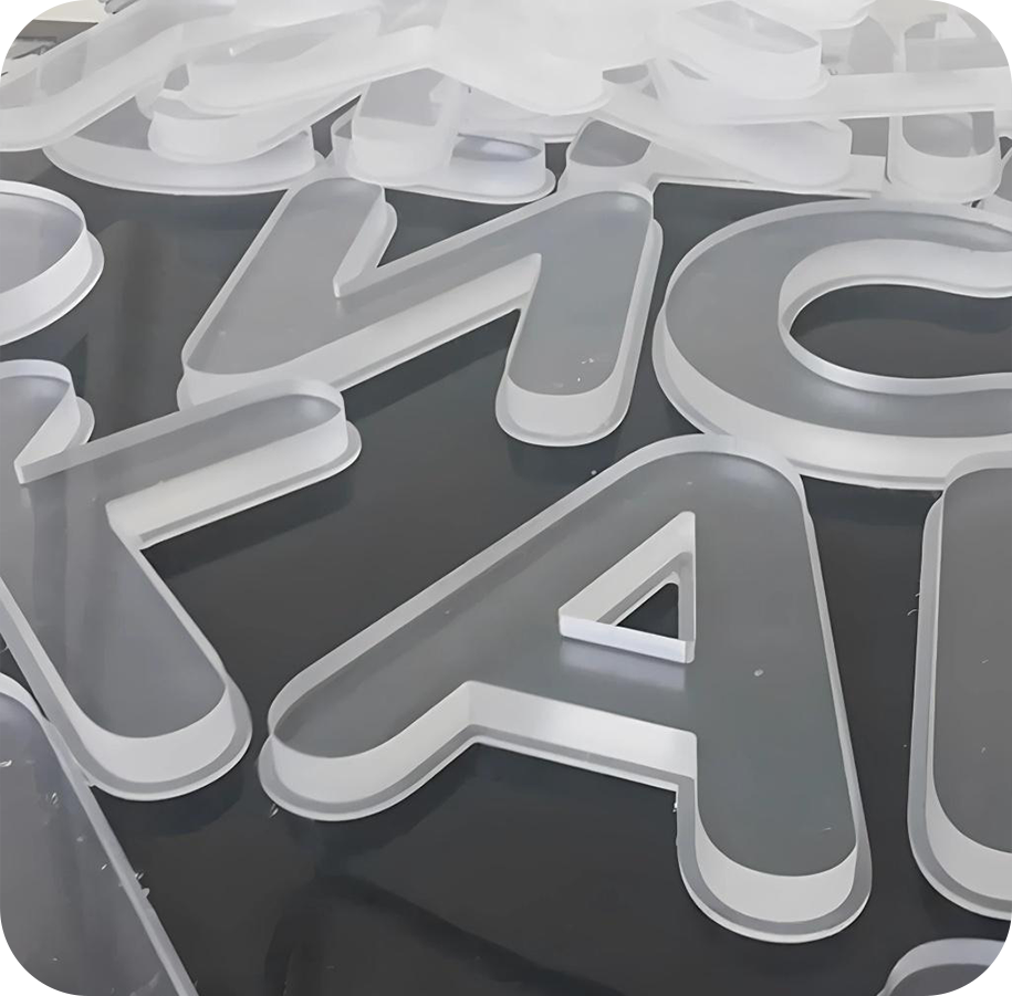 Плоские буквы из жидкого акрила